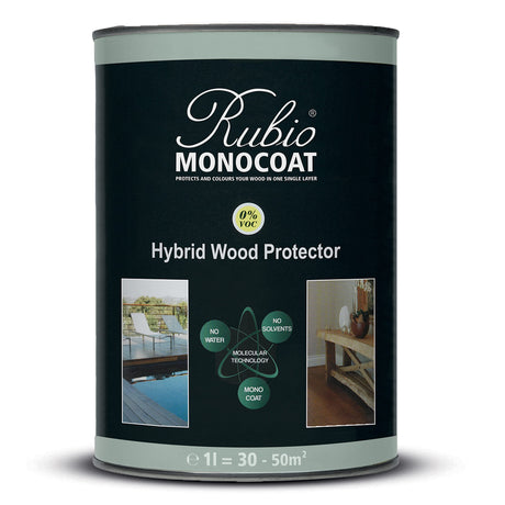 Rubio Monocoat Hybrid Wood Protector 300 ft² - Pure | Exterior Wood Oil Finish, Color & Protection for Outdoor Wooden Surfaces & Furniture | 1 L Rubio Monocoat
