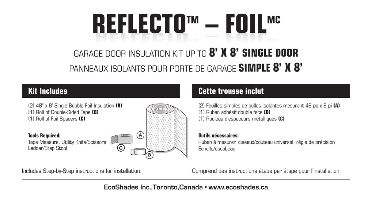 GARAGE DOOR INSULATION KIT, 8'x8'. DIY KIT. REFLECTIVE INSULATION WoodArtSupply