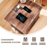 ACCOHOHO Farmhouse Nightstand with Charging Station, 24 Inch Wide End Table with 3 Large Drawers & Bar Handles, Rustic Wood Small Dresser Chest of Drawers for Bedroom, Living Room, Closet, Brown ACCOHOHO