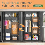 Greenvelly Metal Wardrobe Cabinet with Locking Doors, 72"H Black Metal Wardrobe Closet with Hanging Rods and Adjustable Shelves, Clothing Storage Closet for Home, Office, Employee, Gym (18" D x 36” W) Greenvelly