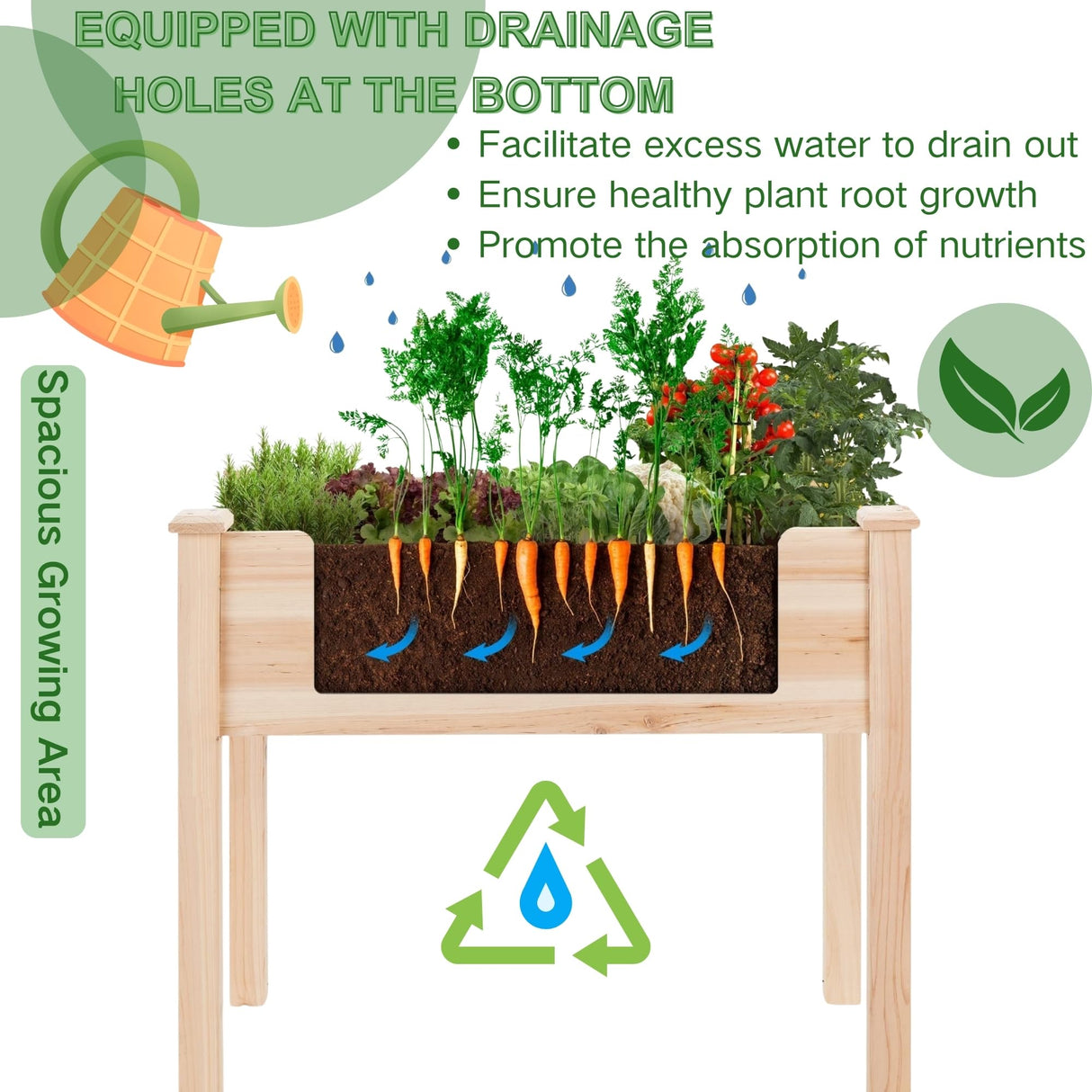 ZSYWODFO Raised Garden Bed with Greenhouse Cover,Elevated Wood Planter Box with Legs & Non-Woven Liner,34" L x18 W x 66" H Indoor Outdoor Gardening Bed for Vegetables, Herbs, Flowers ZSYWODFO