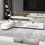 Homsee Extendable TV Stand for TVs up to 75", Modern TV Cabinet & Entertainment Center with Shelves & Drawers, Media Console Table for Living Room, Bedroom, White (95" L x 15.7" D x 13.18" H) Homsee