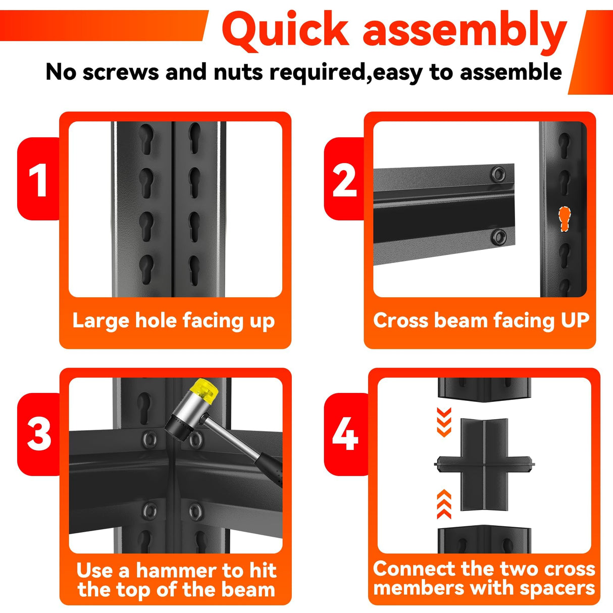 55''H Garage Shelving Heavy Duty Garage Storage Shelves, 2400LBS Capacity Adjustable 4 Tier Metal Industrial Shelf Unit for Kitchen, Utility Room, Warehouse and Basement, Black (16''Dx40''Wx72''H) ErgoNova