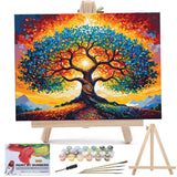 Tree of Life Paint by Numbers Kit for Adults with Framed Beginner Stained Glass Painting Kit Color by Numbers for Adults Canvas DIY Acrylic 12X16 Inches Lovepefe
