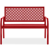 Best Choice Products Outdoor Bench 2-Person Metal Steel Benches Furniture for Garden, Patio, Porch, Entryway w/Geometric Backrest, 790lb Capacity - Rose Red Best Choice Products