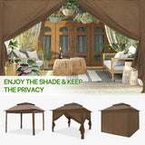 COOS BAY 11x11 Pop-up Instant Gazebo Tent with 4 Sidewalls Outdoor Canopy Shelter with Carry Bag, Stakes and Ropes, Brown COOS BAY