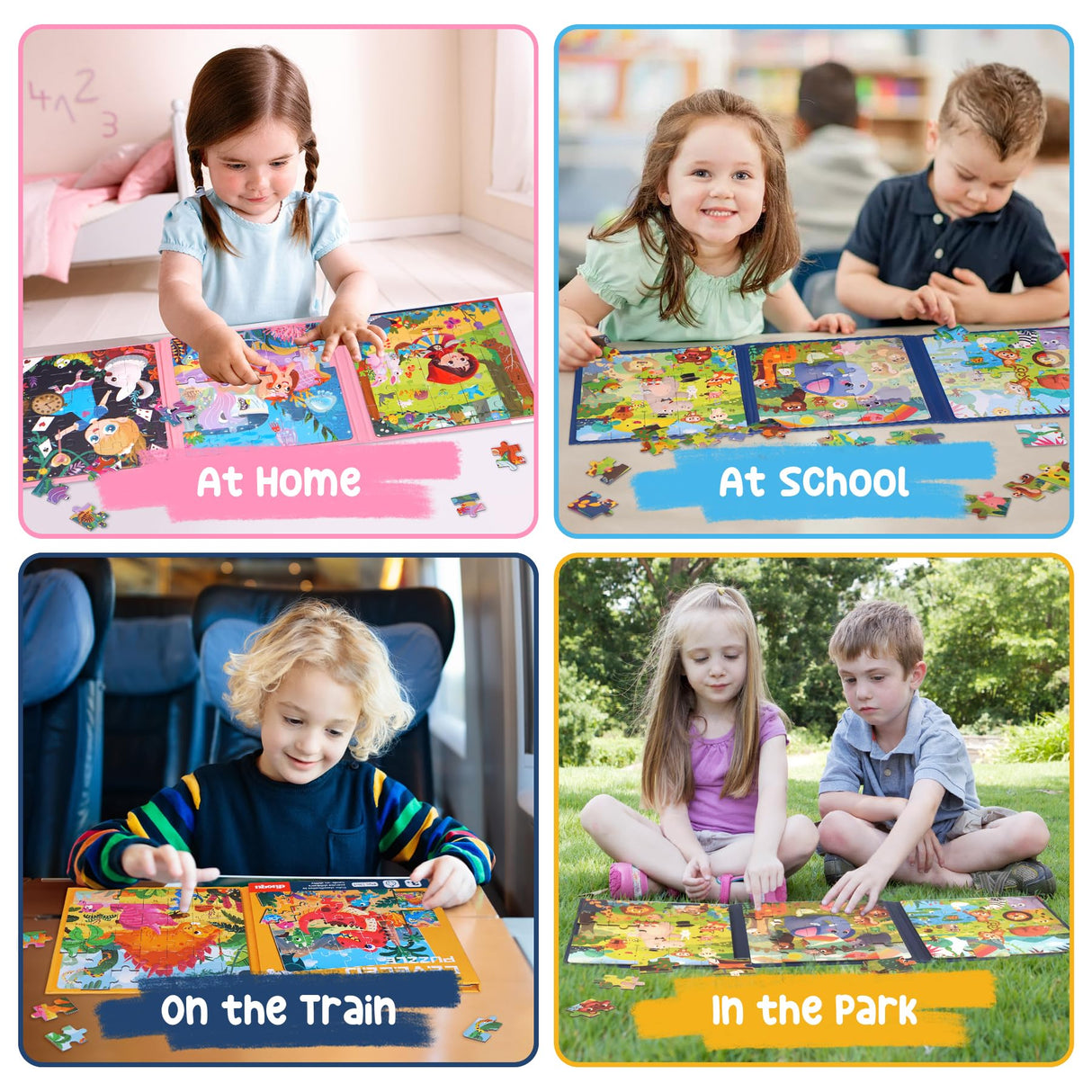 Magnetic Puzzles for Kids Ages 3-6，3 Page Different Animals Themed Series in 1 Puzzle Book,Preschool Learning Tools,Toddlers Magnetic Jigsaw Puzzle Book for Boy Girl, Kids Travel Puzzles Toys Gifts Uioemi