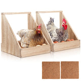Chewoof 2 Pack Chicken Nesting Box, Wooden Chicken Coop, Chicken Coop Accessories, Chicken Laying Nest Box for Poultry Farm, Poultry Nesting Boxes with Nest Box Pads Chewoof