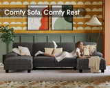 Furmax Sectional Couches for Living Room, U-Shaped Sofa Couch with Linen Fabric, 4 Seat Sofa Set with Double Chaise for Apartment (Corduroy, Dark Grey) Furmax