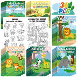 Sinmoe 36 Pcs Safari Animals Mini Activity Books for Kids Coloring Drawing Books Set with Lion Tiger Giraffe Patterns DIY Game Party Favors Fun Classroom Gifts Goody Filler Teachers Daycare Prize Sinmoe