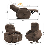Electric Power Lift Recliner Chair for Elderly, Power Lift Reclining Sofa Chairs for Adults,Living Room Chair with Massage & Heat,Side Pockets and 2 Cup Holders,Brown GarveeHome