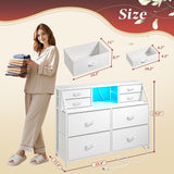 Romorgniz Dresser for Bedroom with Charging Station and LED, Sturdy Chest of Drawers with 8 Drawers and Two Open Shelves for Storage,Bedroom, Living Room,Hallway (White) Romorgniz