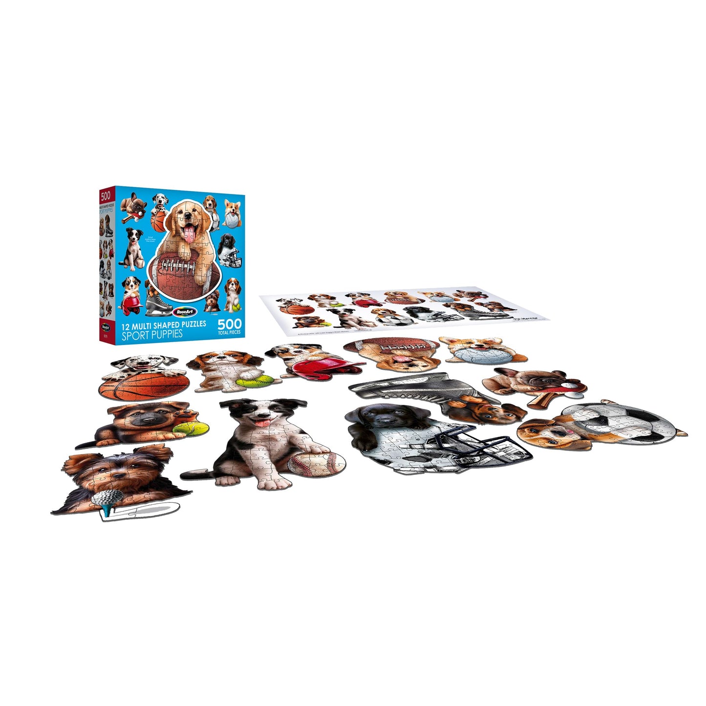 RoseArt - Mini Shaped - Sport Pups - 500 Piece Jigsaw Puzzles for Adults