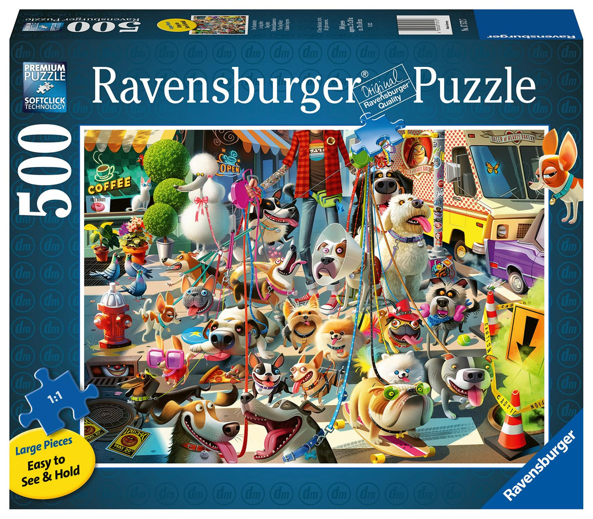 Ravensburger The Dog Walker Large Format 500-Piece Jigsaw Puzzle | Unique Softclick Technology | Vibrant, Glare-Free Pieces | Crafted with Sustainable Practices | Dean MacAdam's Artwork Ravensburger