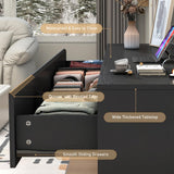 Black Dresser for Bedroom, 63 Inch Long 9 Drawers Dresser with Charging Station, Modern Large Wood Chest of Drawers Handle Free for Bedroom, Living Room, Entryway, Hallway, Black jiteentarou