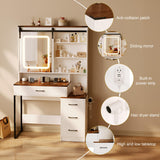 NUNU LAB Farmhouse Women Vanity Desk with Sliding Mirror and Lights, Rustic Big Makeup Table with Charging Station, Drawers, Cabinets, and Adjustable Shelves for Bedroom 42'', Brown NUNU LAB