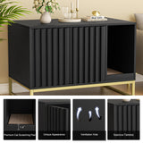 Halitaa Litter Box Enclosure, Modern Cat Litter Box Furniture Hidden Litter Box with Scratch Pad, Cat Washroom House End Table, Entryway Bench for Livingroom (Black) Halitaa