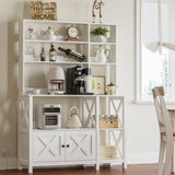 IRONCK Bakers Rack with Power Outlet, 45in Wide Coffee Bar Cabinet with Storage, 6-Tier Kitchen Storage with Doors, Microwave Stand for Kitchen, Dining Room IRONCK