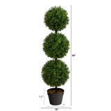 Nearly Natural 3ft. Artificial Triple Ball Boxwood Topiary Tree (Indoor/Outdoor) T2021, Green Nearly Natural