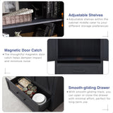 72" Tall Antique Black Farmhouse Storage Cabinet with Adjustable Shelves, Drawer & Barn Doors by JXQTLINGMU JXQTLINGMU