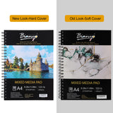 Bianyo Mixed Media Paper Pad, A4 (8.26" X 11.69"), 60 Sheets/Each, 123 LB/200 GSM, Pack of 1 Pad, Spiral-Bound Pad, Ideal for Wet & Dry Media Like Art Marker, Watercolor, Acrylic, Pastel, Pencil Bianyo