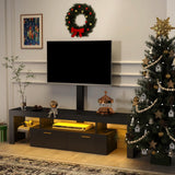 Redkey Modern TV-Stand with Mount - TV Console with 2AC Outlets - Television Stands with RGB Led Light for 70 75 80 Inch TVs - Double Cabinet - Open Glass Shelves - Pure Black Redkey