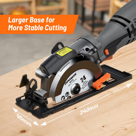 DOVAMAN Circular Saw, 5.8A 4-1/2" Circular Saw w/Laser, Metal Auxiliary Handle, 6 Blades (4½", 4¾"), Cutting Depth 1-11/16" (90°), 1-1/8" (45°), Ideal for Wood, Soft Metal, Plastic, Tile - MCS01A DOVAMAN
