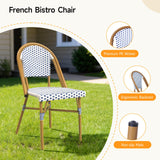 3 Piece French Wicker Bistro Set, Patio Bistro Set with Table and 2 Dining Chairs, All Weather ‎Outdoor ‎Bistro Set with Aluminum Frame, Outdoor Patio Set for Patio Porch Cafes Yard, Navy and White Dovov