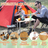 KingCamp Bamboo Folding Table Lightweight Camping Table with Adjustable Height Aluminum Legs 4-Fold Compact Small Portable Camp Tables for Travel RV Picnic Party Beach, 1-2 Person KingCamp