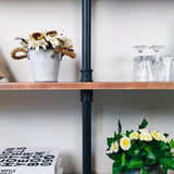 Anynice 3 Tier Industrial Long Bookshelf, Entryway Industrial Metal Bookcase (Weathered Brown, 60" L x 11.8" W x 39" H) Anynice