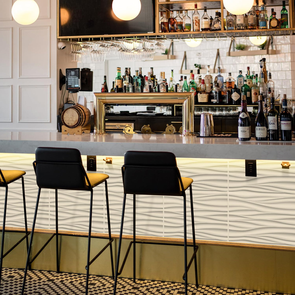 STICKGOO Wave Wall Panels for Interior Wall Decor, White 3D Wall Panels Accent Wall, Paintable 3D Wall Decor Covering Panels for Living Room Bedroom, Pack of 12 Tiles STICKGOO