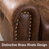 ANJ Electric Power Recliner Set of 2, Breathable Bonded Leather Reclining Chair Classic Home Theater Recliners Seating W/USB Port, Electric Recliner Chairs for Living Room (Nut Brown) ANJ