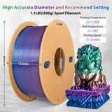 3Dgenius Silk Rainbow PLA Filament 1.75mm Silk PLA 3D Printer Filament Shiny Fast Color Changing Gradient Filament 3D Printing Filament Fit Most FDM Printers, 500g Spool(1.1lbs), Universe Series 3Dgenius