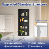 Bernkot Stainless Shower Niche 14"x 36" Matte Black with 4-Tier Shelves No Tile Needed Niche Shower for Bathroom Wall Storage Recessed Medicine Cabinet Bernkot