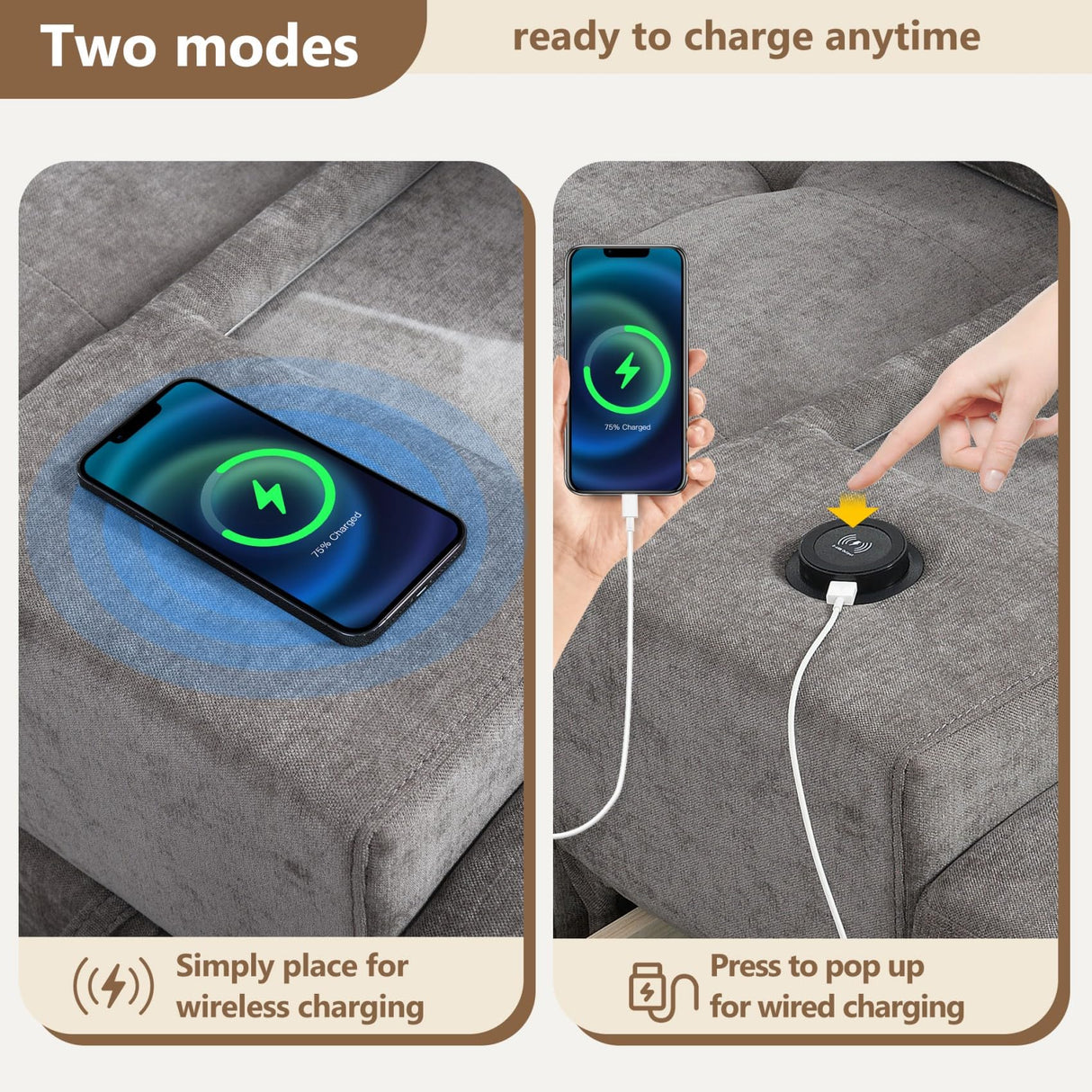 Merax 104 * 104" Chenille Sectional Couches with 2 Acrylic Consoles, Upholstered Modular Tufted Sofa Chaise with Ottoman, Storage Drawers, Pockets, USB Charger & Cup Holders for Living Room Apartment Merax