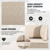 7-Piece Wicker Patio Furniture Set, Outdoor Conversation Set Sectional Sofa with Water Resistant Thick Cushions and Coffee Table, Beige Earth patio