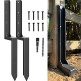 IRONBARBIE Thickened Fence Post Repair Stakes Kit, Steel Fence Post Anchor, Repair Leaning 4x4/6x6 Wooden Fence Post Support (Thicker 11-Gauge, 2 Pack/Black) ironbarbie