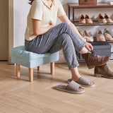 YMYNY 15.75" Small Footstool Ottoman, Footrest with Sponge Padded Seat, Step Stool for Sofa, Bedroom, Living Room, Entryway, Modern Change Shoes Stool, Wood Legs, Light Blue UHBD023BL YMYNY