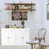 CJF Buffet Storage Cabinet, Storage Cabinet with Drawer & Adjustable Shelf, Metal Sideboard Kitchen Storage Cabinet for Coffee Bar, Bathroom, Living Room, Entryway, Home Office, Natural, Pantry CJF