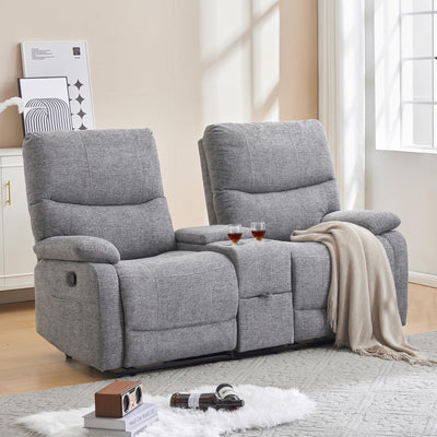 RIHEREFY Loveseat Recliner Sofa, Wall Hugger Recliner, Manual Reclining Loveseat with Console for Living Room, Home Theater, RV(Dark Gray)