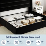 Allewie King Size Velvet Lift Up Storage Bed, Modern Wingback Headboard, Hydraulic Support, No Box Spring Needed, Black Allewie