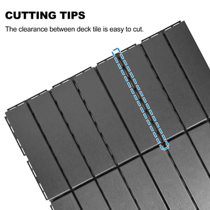 ToLanbbt Plastic Interlocking Deck Tiles 9 Pack 12"x12" Waterproof Indoor Outdoor Composite Patio Flooring Decking Tiles All Weather Use for Patio Porch Balcony Backyard Poolside, Dark Grey