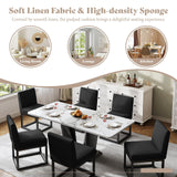 AMERLIFE Mid Century Linen Dining Chairs Set of 6, Modern Upholstered Dinner Chairs with Metal Frame for Restaurant, Dining Room, Kitchen, Black Padded Chairs AMERLIFE