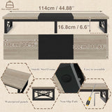 IBUYKE 45" Large TV Riser for 32-60 inch TV,Tabletop Short TV Stand with Storage and Steel Legs,Dual Screen Office Desk,Stand Riser,TV Riser Stand for Home,Bedroom,Living Room,Greige Black TVT002YB IBUYKE