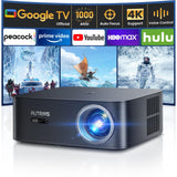 [1000 ANSI/Google TV]Smart Projector with WiFi 6 and Bluetooth, Netflix-Licensed 4K Support, Outdoor Movie Proyector, 1080P Home Ceiling Auto Focus Projector, Gift for Valentine’s Day PUTRIMS K12 Gray PUTRIMS
