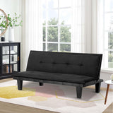 SumKea 63.8" Futon Bed with Adjustable Backrest and Suede Upholstery – Multi-Functional Sleeper Sofa for Home and Office, Black SumKea