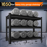 Huhaneon Heavy Duty Garage Shelves - 48''W 1,650Lbs Metal Adjustable Storage Shelving Rack Units for Warehouse Kitchen Pantry Basement 3 Tier Black 47.2" W x 15.7" D x 36" H Huhaneon