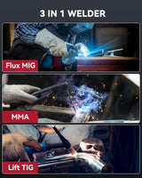 ARCCAPTAIN 130A MIG Welder, 110V Flux Core MIG Welder/Lift TIG/Stick 3 in 1 Welding Machine with Synergy, IGBT Inverter Portable Gasless Welder Equipment with Welding Gun and 2lb Welding Wire ARCCAPTAIN
