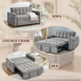 Gexpusm Pull Out Futon Sofa Bed, 55.3'' Convertible Loveseat Sleeper, 3-in-1, Velvet, Grey Gexpusm