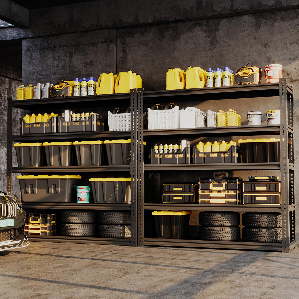 Lauxery Garage Shelving, 48" Wide 5-Tier 3000lbs, Boltless Assembly, Adjustable Large Garage Storage Shelves, 48" W x 24" D x 72" H Heavy Duty Storage Rack Lauxery